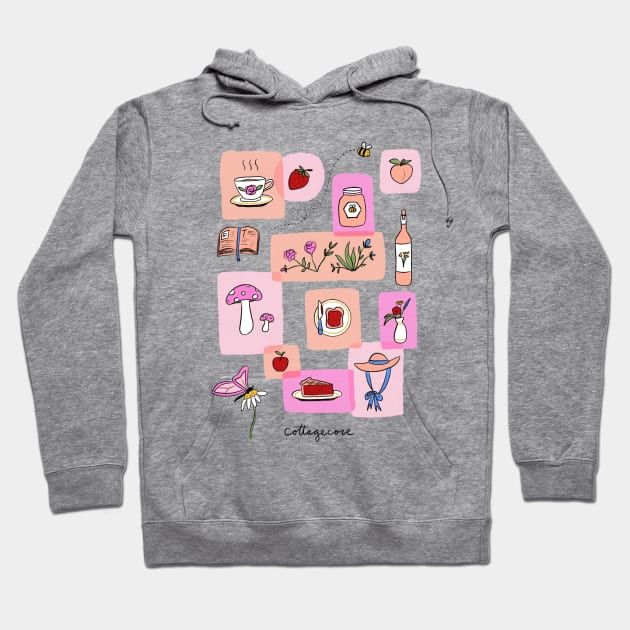 Cottagecore Aesthetic garden nature girl elements drawing illustration | Pink Palette Hoodie by alfrescotree